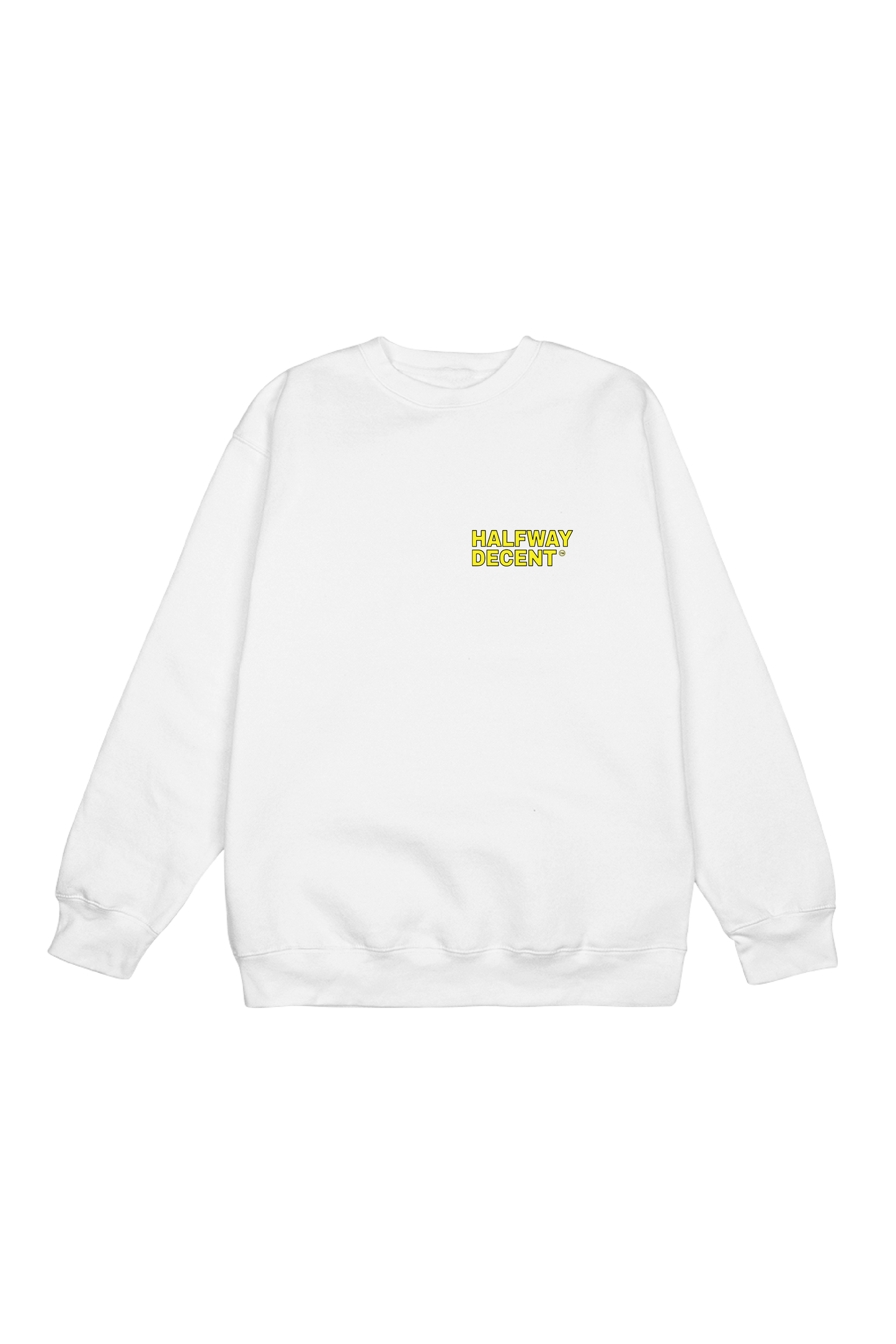 WHITE HALFWAY MEAL CREW NECK